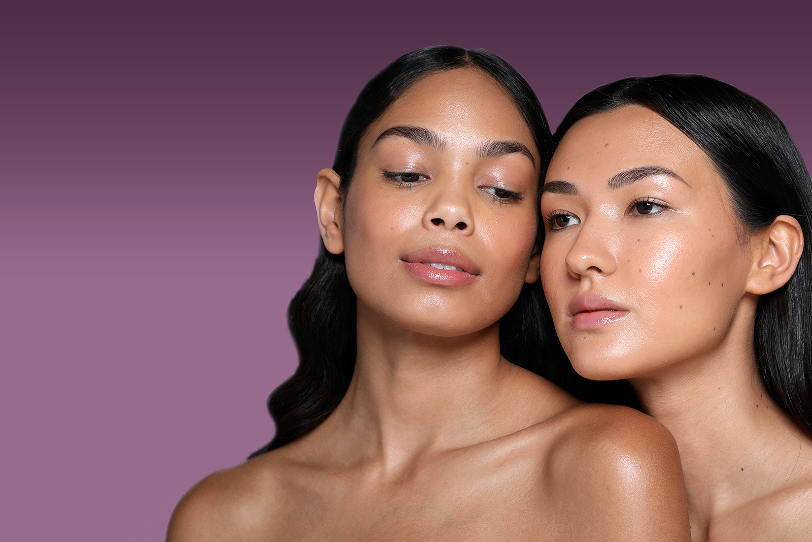 Dark+Asian Model On Purple